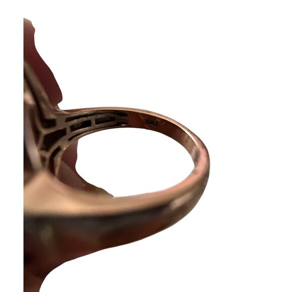Rose Gold Plated Sterling Silver Jasper Stone Statement Bezel Ring US 6.75 - Picture 3 of 6